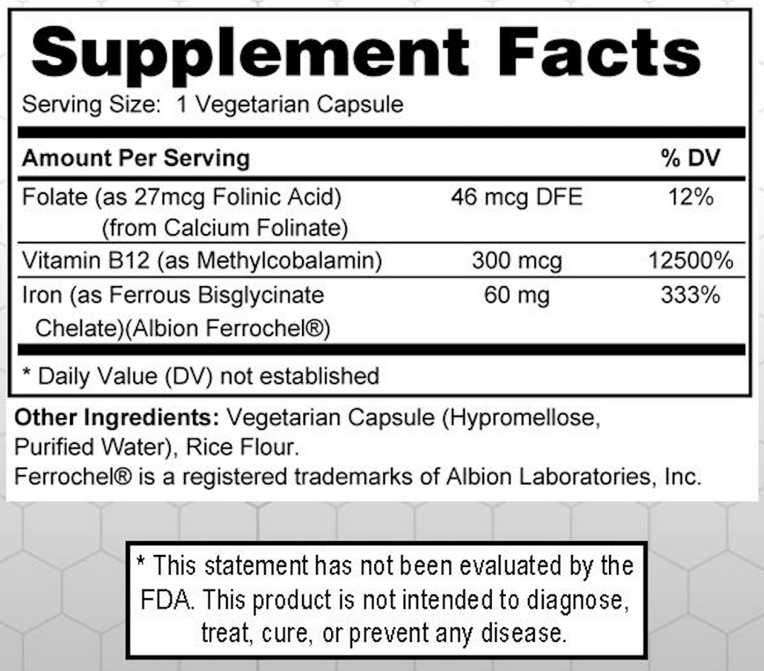 Iron Bisglycinate DS Plus - Non Constipating Iron & Cofactors