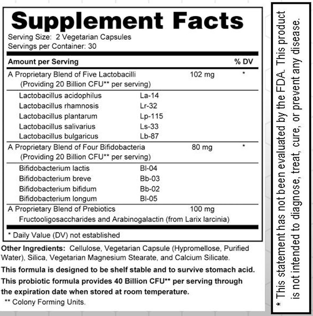 Probiotic 40 - Shelf Stable 40 Billion CFU