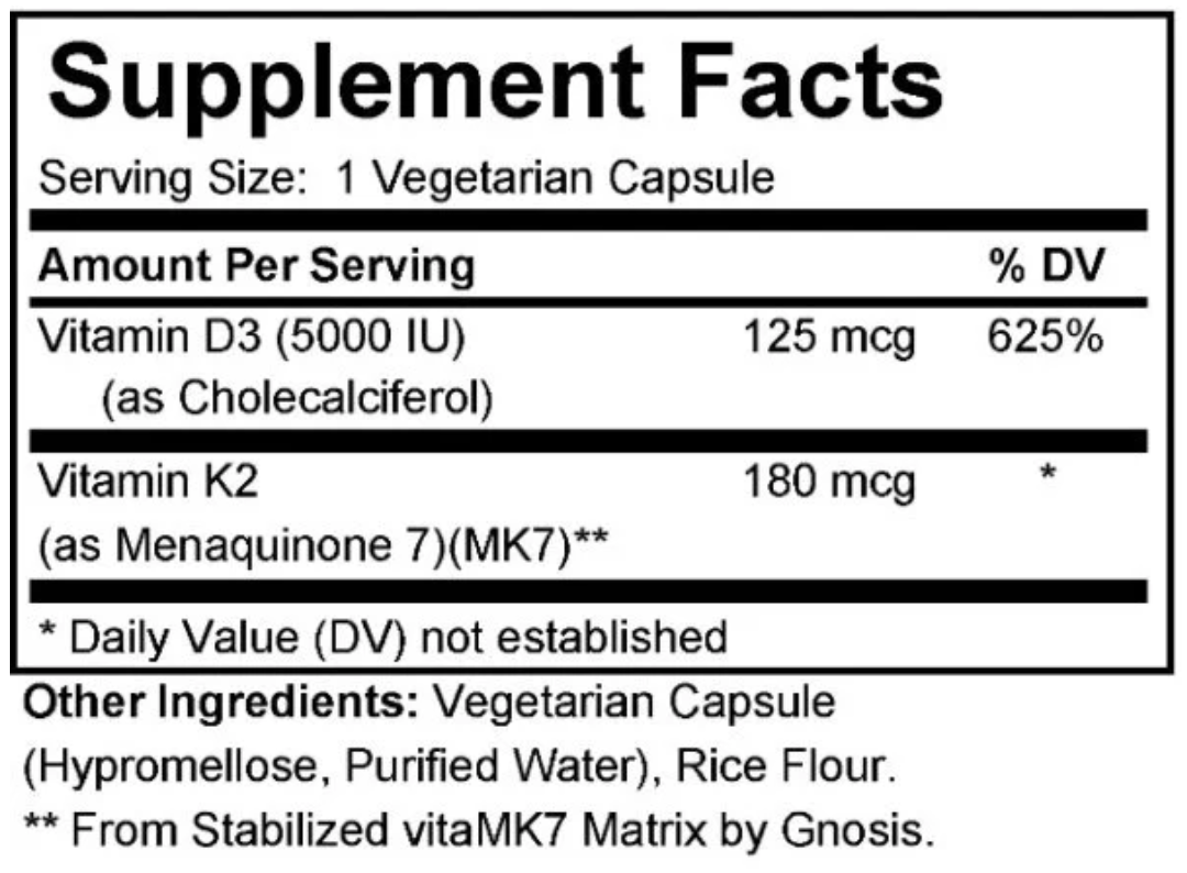 D3 & K2 - 5000 IU D3, 300 mcg K2